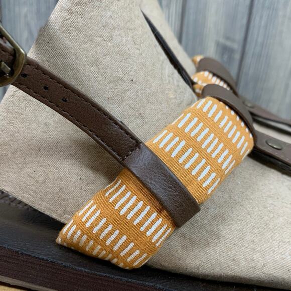 Tidewater Montauk Cabana Flip Flop Sandals Faux Leather Orange Cloth Wm 9 - Picture 2 of 9